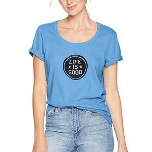 NWT Life Is Good Blue Crusher Scoop Neck Tee